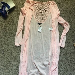 long pink cardigan
